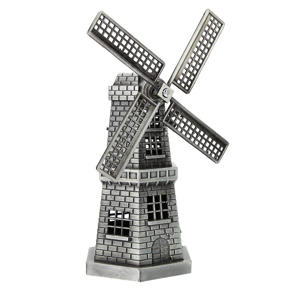 Hztyyier Metal Ornament Figurine, 13 CM Tall Dutch Windmill Statue Handcrafted Home Decor Cast Art Craft Gifts for Indoor Display