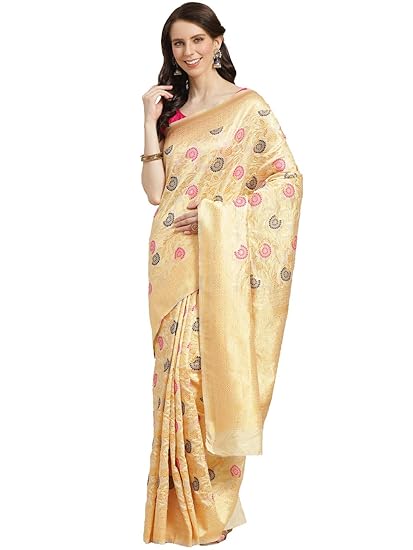 Womens Silk Blend Woven Zari Saree