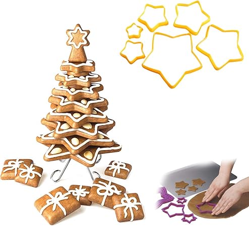 Biscotti Di Natale 3d.Ouken Albero Di Natale 3d Cookie Cutters Pan Di Zenzero Cutter Set Star Biscotti Cutters Albero Cookie Cutters Per Fare 1 Set Amazon It Casa E Cucina
