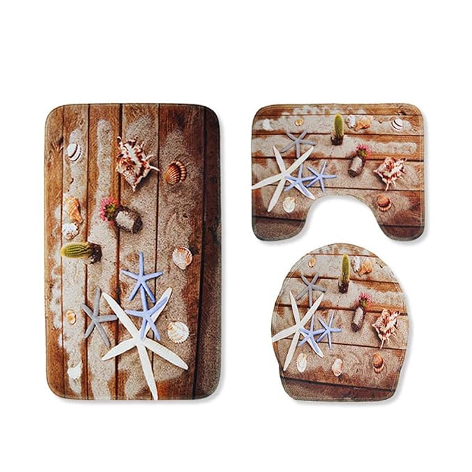 X-Life Badezimmer Matte Set 3 Teilig Rutschfest Muster Badematten Flanell für WC 45x75cm