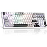 MageGee LIGHT100 Wireless Creamy Keyboard, Gasket Structure Hot Swappable, Tri-Mode 2.4G/USB-C/BT5.0 RGB Backlit Mechanical Gaming Keyboard for Win/Mac/PC, PBT Keycap, 4000mAh Battery, Grey