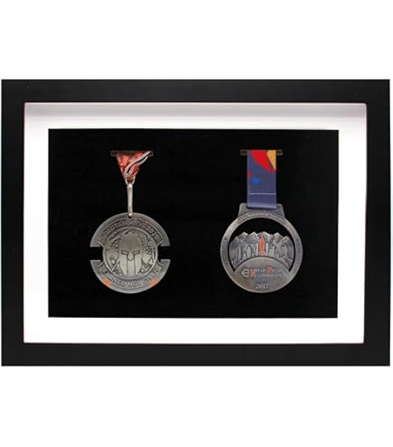 Medal Display Case - 4 Medal Shadow Box Frame, A4 Size, Solid Wood, Wall Mountable, Perfect For Sports Awards