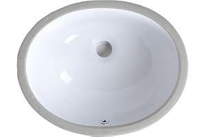 Oval Undermount Bathroom Sink, KDKSC 15.5” x 12.6” (Interior Size) White Ceramic Porcelain Vanity Under Counter Sink Basin with Overflow