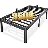 FUIOBYVV Twin Bed Frames with Round Corner Edge Legs 18 inch High 3500 lbs Heavy Duty Metal Platform Bed Frame Twin Size No Box Spring Needed/Non-Slip/Steel Slat Support/Noise Free