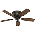 Hunter 42 inch Indoor Ceiling Fan No Light - Bronze Ceiling Fan without Light, Low Profile Mount, 5 Blades, For Bedroom, Livi