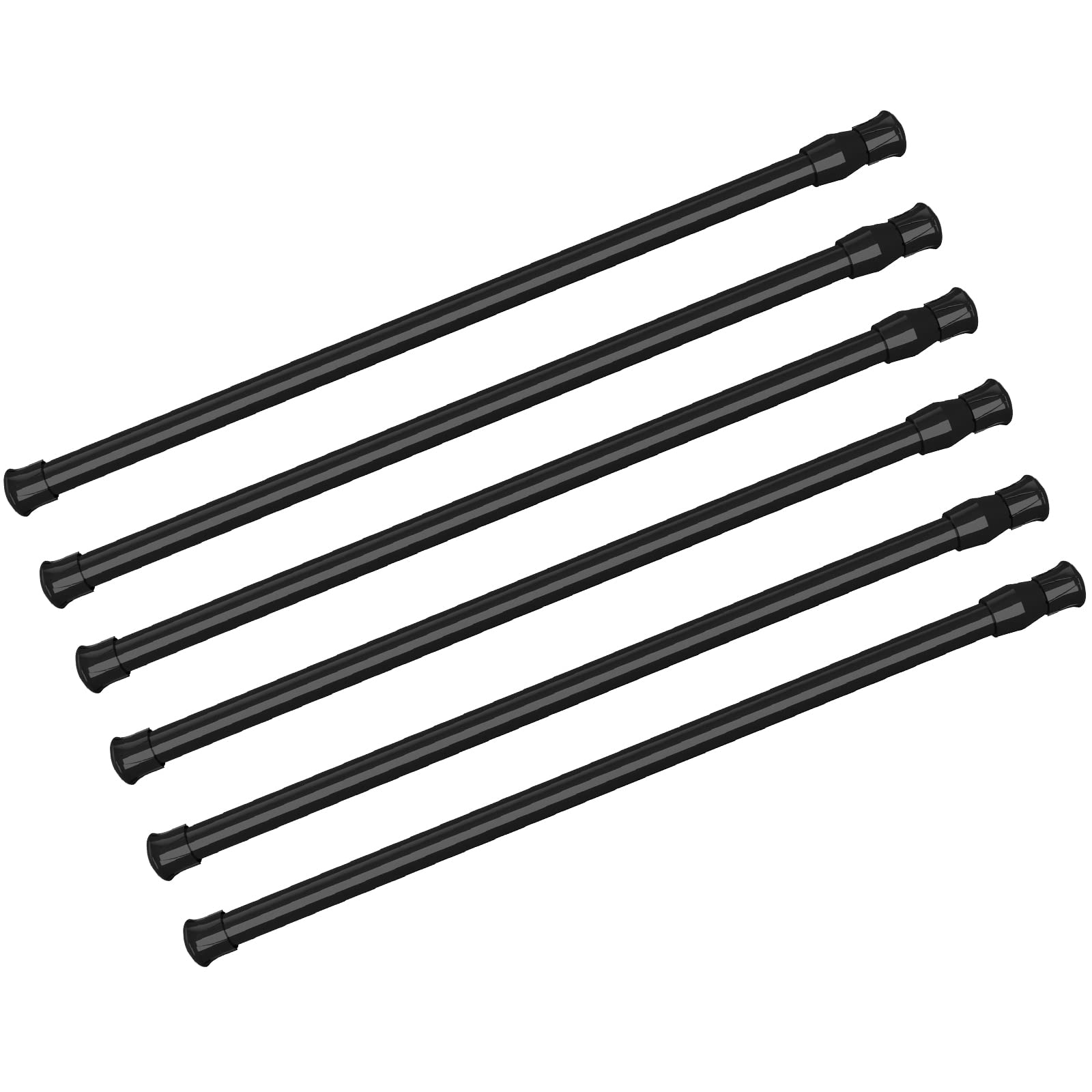 Photo 1 of 6Pcs Tension Rod Tier Window Short Curtain Rod,15.7 to 28inch,black,small Short Expandable Spring Loaded Curtain Tension Rods for Cupboard,kitchen?small Window
