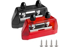 1/4" Heavy Duty Dual Studs Battery Junction Post Terminal Kit, Ampper 2 Studs M6 Bus Bar Power and Ground Junction Block Dist
