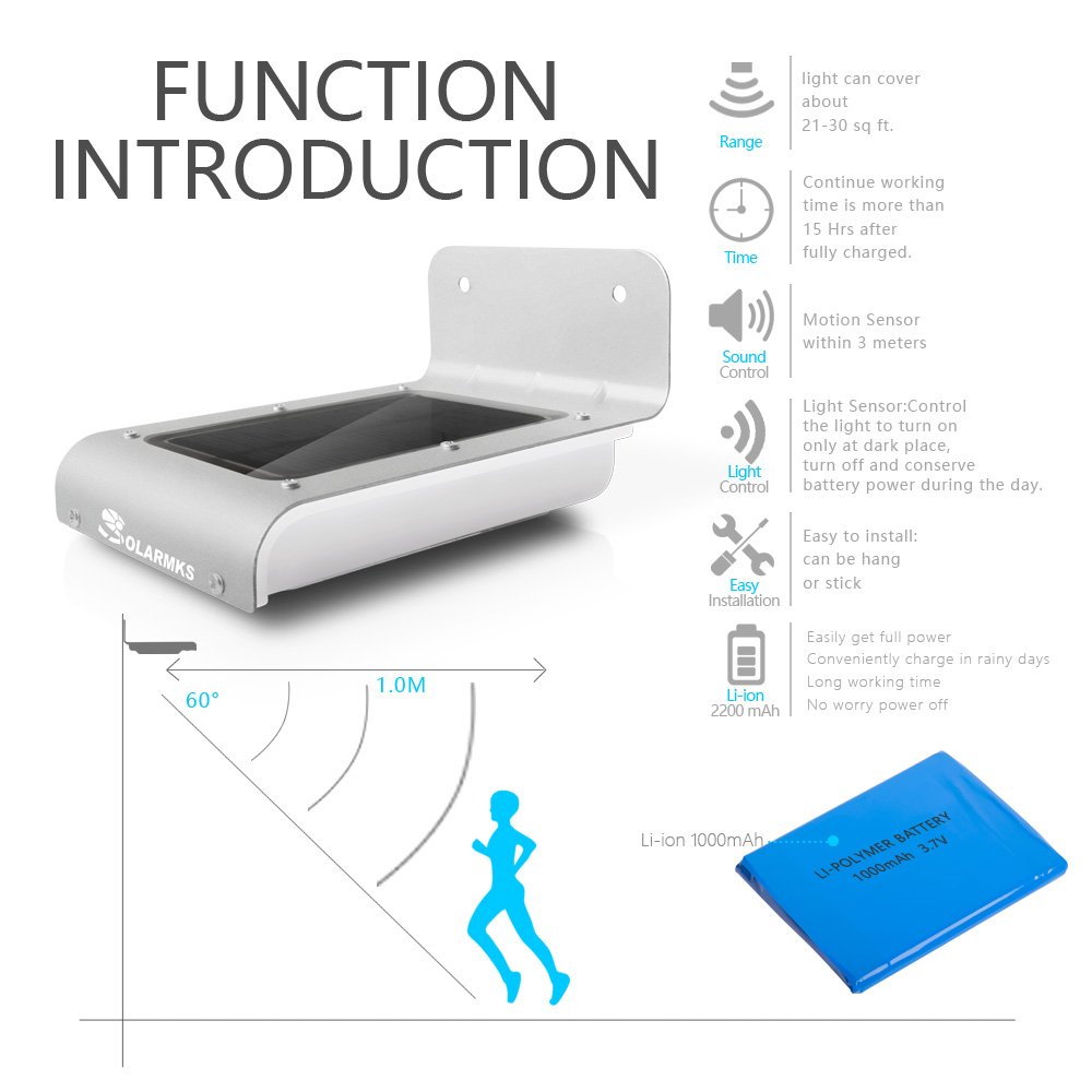Solarmks 16 LED Solar Powered Motion Sensor Lights, Waterproof Stainless Steel Body 2 of Pack