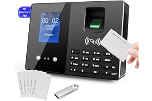 JIAN BOLAND Time Clock-Time Clocks for Employees Small Business-Badges& Fingerprint Attendance Machine, 0 Monthly Fee Office in/Out Punch Clock, with 5 Badges-T200