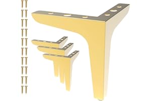 LOSODONA 4 Inch Furniture Legs Set of 4 Right Angle Furniture Legs Metal Table Legs Metal Modern Style Sofa Legs Chair Legs Heavy Duty Sofa Replacement Feet for Couch, Nightstand, Ottoman, Cupboard (Gold)