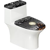 Noprintge Halloween Bat Castle 2 Piece Toilet Seat Cover Set Beach Pattern Dustproof and Elastic Soft Skin-Friendly Toilet-Lid-Covers Suitable for Bathroom Universal Toilet and Elongated Toilet