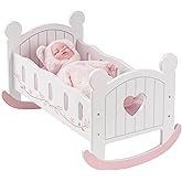 ROBOTIME Baby Doll Bassinet, Wooden Baby Doll Cradle, Toy Doll Furniture Accessories, American Girl Doll Bed, Baby Doll Crib 