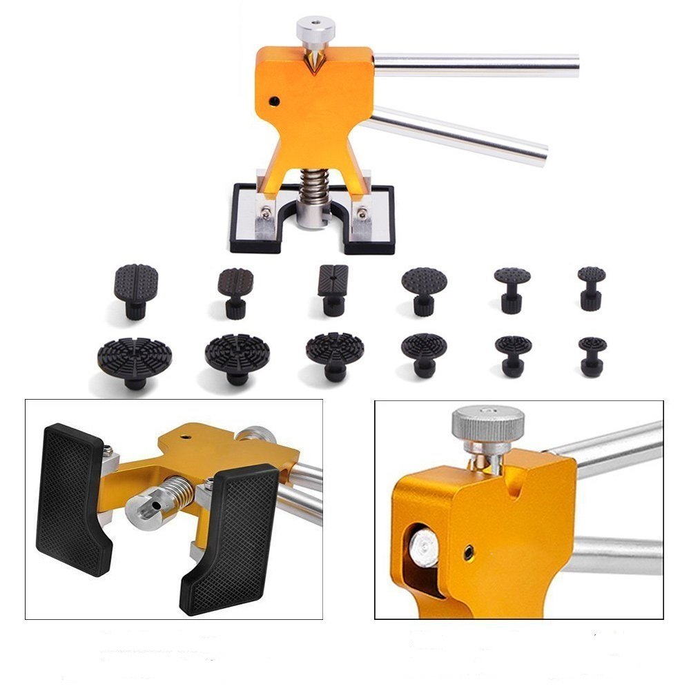 Mookis Outils Débosselage sans peinture,Réparation dent de Paintless,34 pcs Carrosserie outils kits Extracteur de colle bosse voiture Pistolet à colle