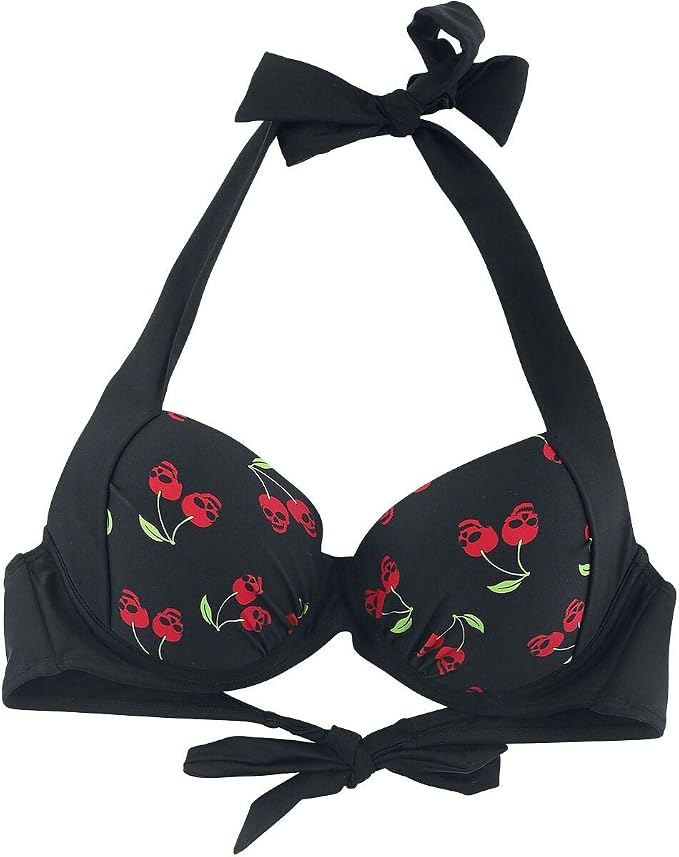 Rock Rebel By EMP Damen Bikini-Unterteil – Schwarz Mit Skull & Label Print, Mix-and-Match