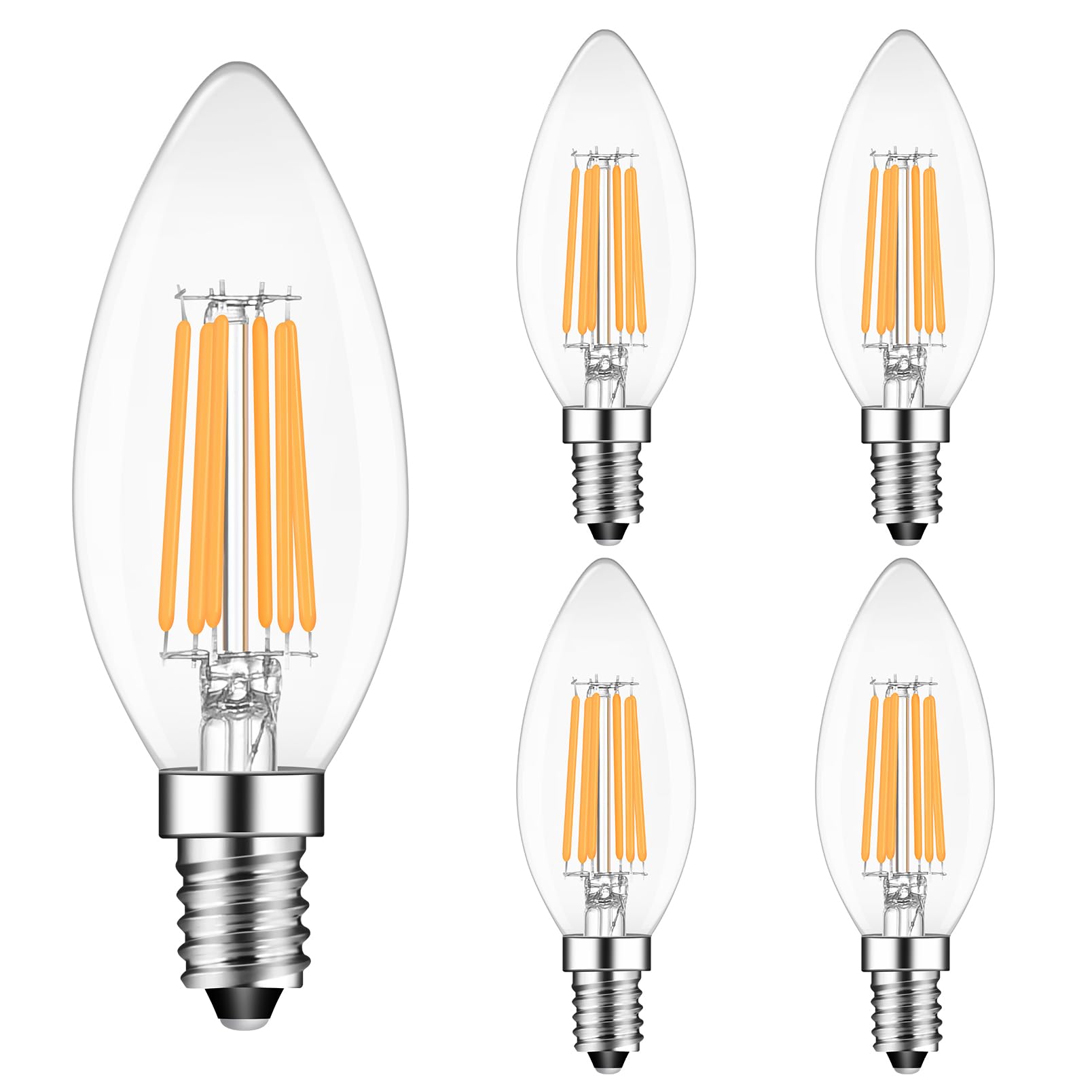 Sokkldccd E14 Led Light Bulb 6W, SES Small Edison Screw Candle Light Bulbs, 60w Equivalent, 2700K, Pack of 4
