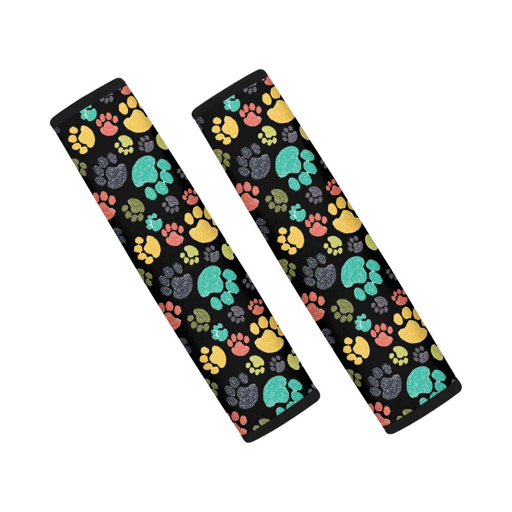 POLERO Colorful Dog Paw Print Car Seat Safety Belt Strap Covers Adults Kids Shoulder Pad Accessories Fit Truck, SUV, Airplane Car Accessories Neck Cushion Protector