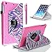 Style4U Zebra Print Design 360 Rotating Leather Stand Bling Cover With Auto Sleep/Wake Function For Apple Ipad Mini/Mini 2 /Mini 3 With 1 Screen Protector And 1 Stylus Purple Pink Zebra/Hot Pink