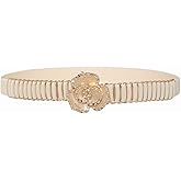 YooAi Womens Skinny Elastic Belt for Dresses Stretch Thin Waist Belt with Rhinestone Buckle