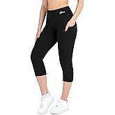 Nirlon Capri Leggings with Pockets - Capri Leggings with Pockets for Women Breathable High Waisted Capri Leggings for Women