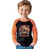 Toddler Halloween Shirt Pumpkin Shirts Boys Girls Halloween T-Shirts for Kids Ghost Clothes Long Sleeve Cotton Tee 2-8 Years