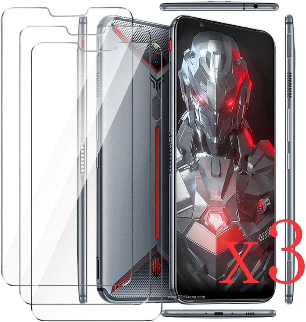HYMY 3 Pack Tempered Film for ZTE nubia Red Magic 3s - Transparent [Scratch-Resistant] [No-Bubble] [High Responsive] Screen Protector forZTE nubia Red Magic 3s