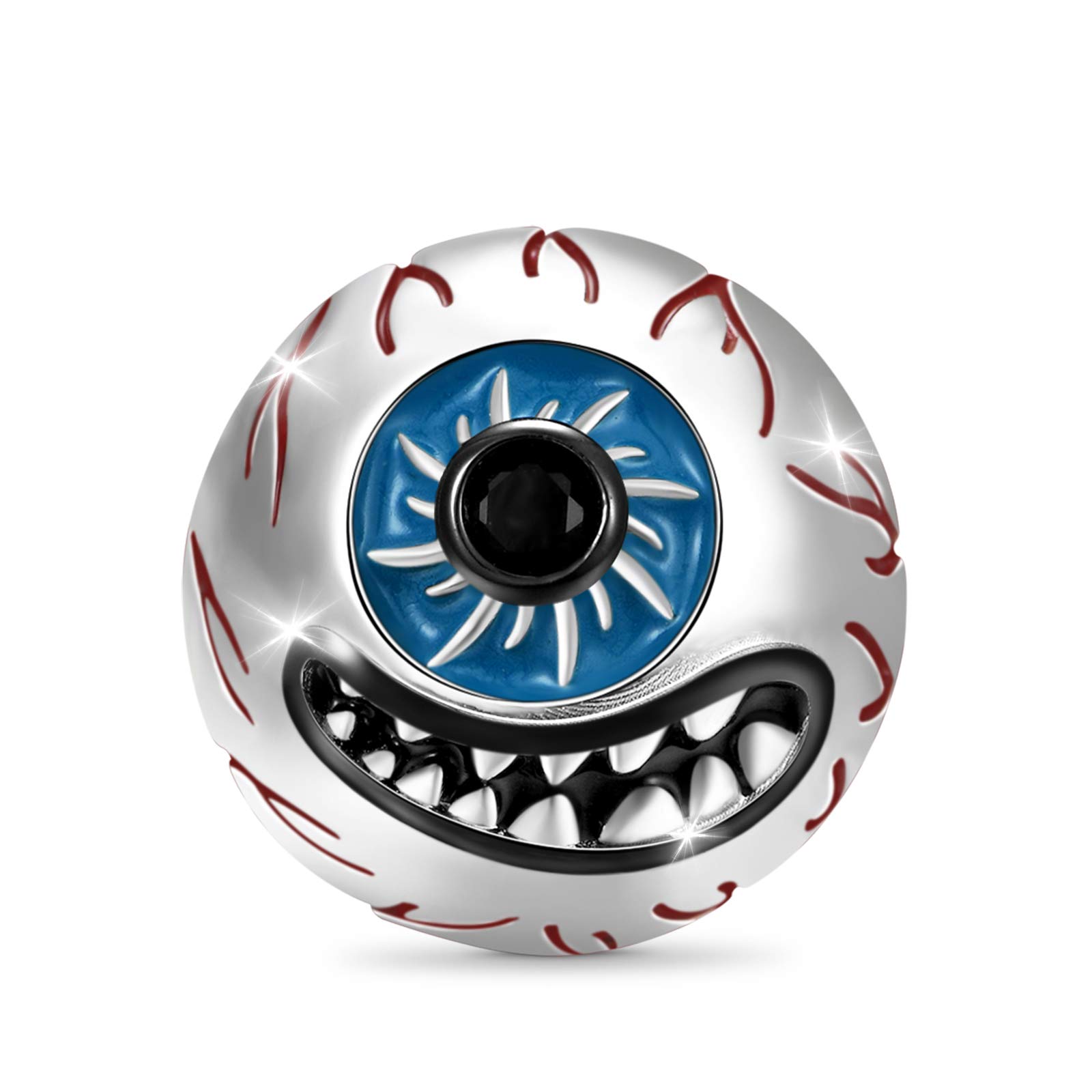 GNOCE Horror Eyeball Charm Bead Sterling Silver Halloween Charm Bead Fit Bracelet/Necklace for Women Girls Wife Daughter