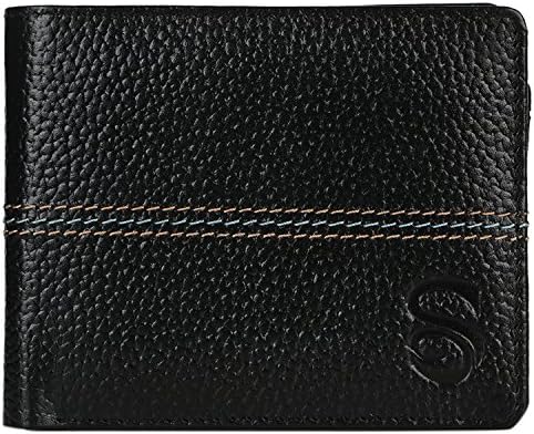 Mens Cowhide Genuine Leather Wallet Black