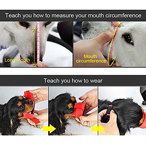 WEIYE Dog Muzzle, Adjustable Pet Dog Mouth Cover Muzzles for Barking Biting Chewing, Dog Mask for Small Large Medium Dogs - 1pcs Nylon Dog Muzzle Mesh Mask - Thumbnail 5