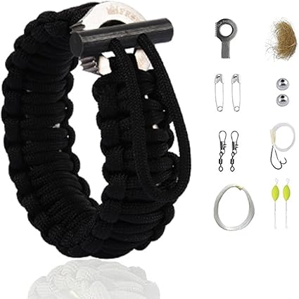 Amazon Com The Friendly Swede Multi Functional Paracord Bracelet Survival Kit Black Sports Outdoors