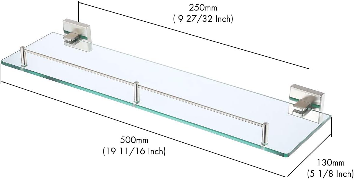 KES Bathroom Glass Shelf 1 Tier Shower Caddy Bath Basket Stainless Steel RUSTPROOF Wall Mount NO Drilling Brushed Finish, A2420ADG-2 - - 