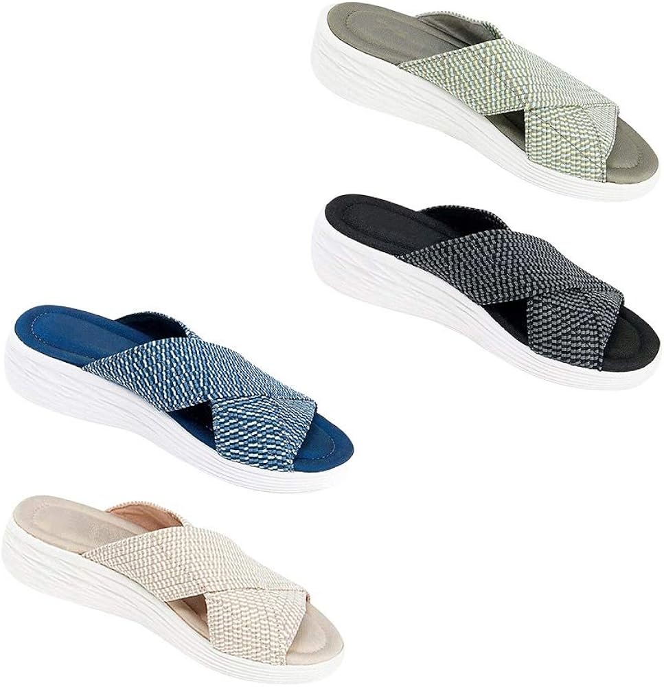 Amazon.com | Women Sandal Lady's Stretch Cross Orthotic Slide Sandals Casual Shoes Support 