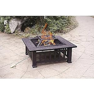 Image of Axxonn 32" Alhambra Fire Pit with Cover Includes Safety Mesh Screen Lid and Safety Hand Tool