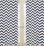 Navy Blue and White Chevron Window Treatment Zig Zag Panels - Set of 2