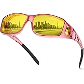 FEISEDY Night Driving Sunglasses Polarized Fit Over Sunglasses for Men, Yellow Lenses, Anti Glare Glasses B0225