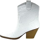 Women's Rhinestone Block Heel Mid Calf Short Ankle Booties Knee High Boots