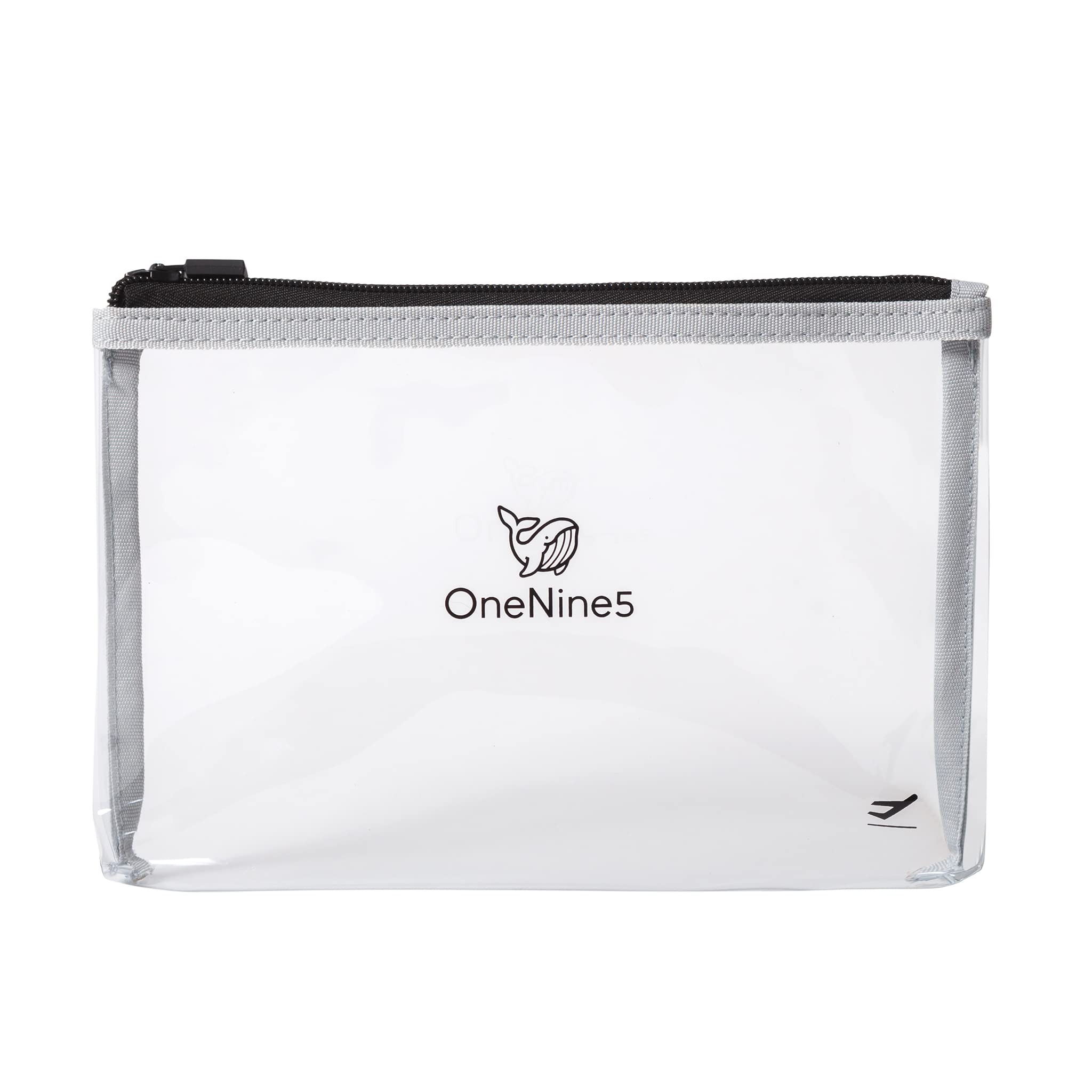 OneNine5 Moeraki Grey Airport Clear Plastic Toiletry Bag. for Eco-Friendly Travel Wash Bag. Reusable & TSA Approved Pouch for 100ml Liquid Bottles & Holiday Essentials. 1 Litre Volume. Mens, Women