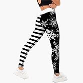 Women's Christmas Leggings Printed High Waisted Tights Trendy Workout Yoga Pants S-XL