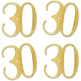 Gold Glitter 30 Cut-Out Numbers, 30th Birthday Party Anniversary Decorations DIY Essentials