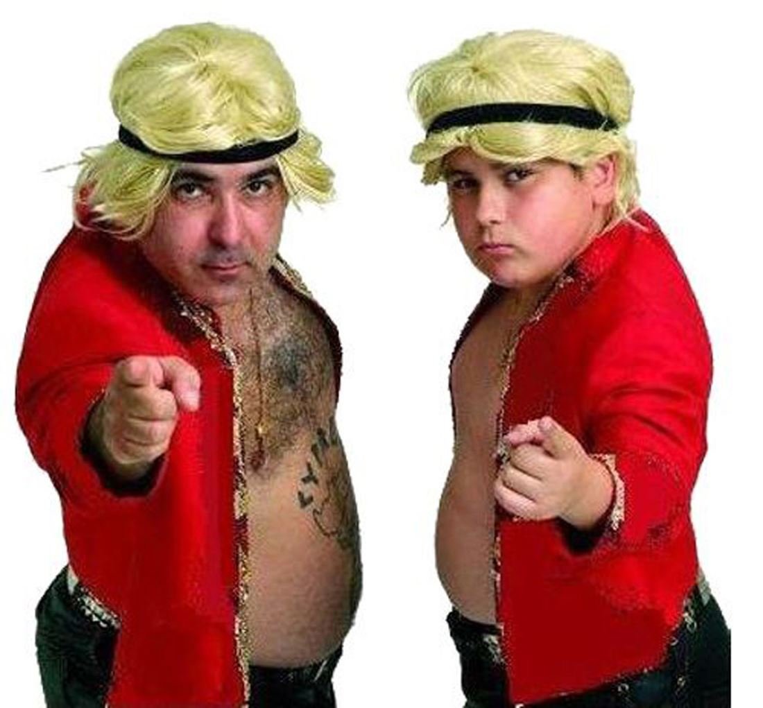 The Dragons Den Adults Stavros Flatley Greek Cyprus TV Talent Show Fancy Dress Costume Jacket, Pants, Wig & Headband [Large - Extra Large upto 48" Chest]