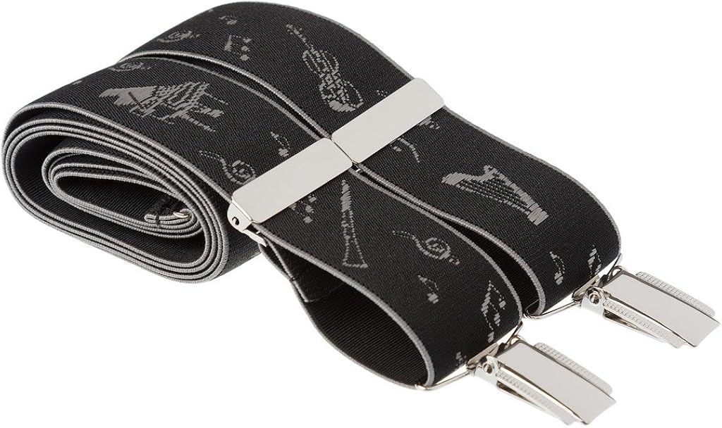 Music Musical Instrument Trouser Braces Suspenders with Grand Piano