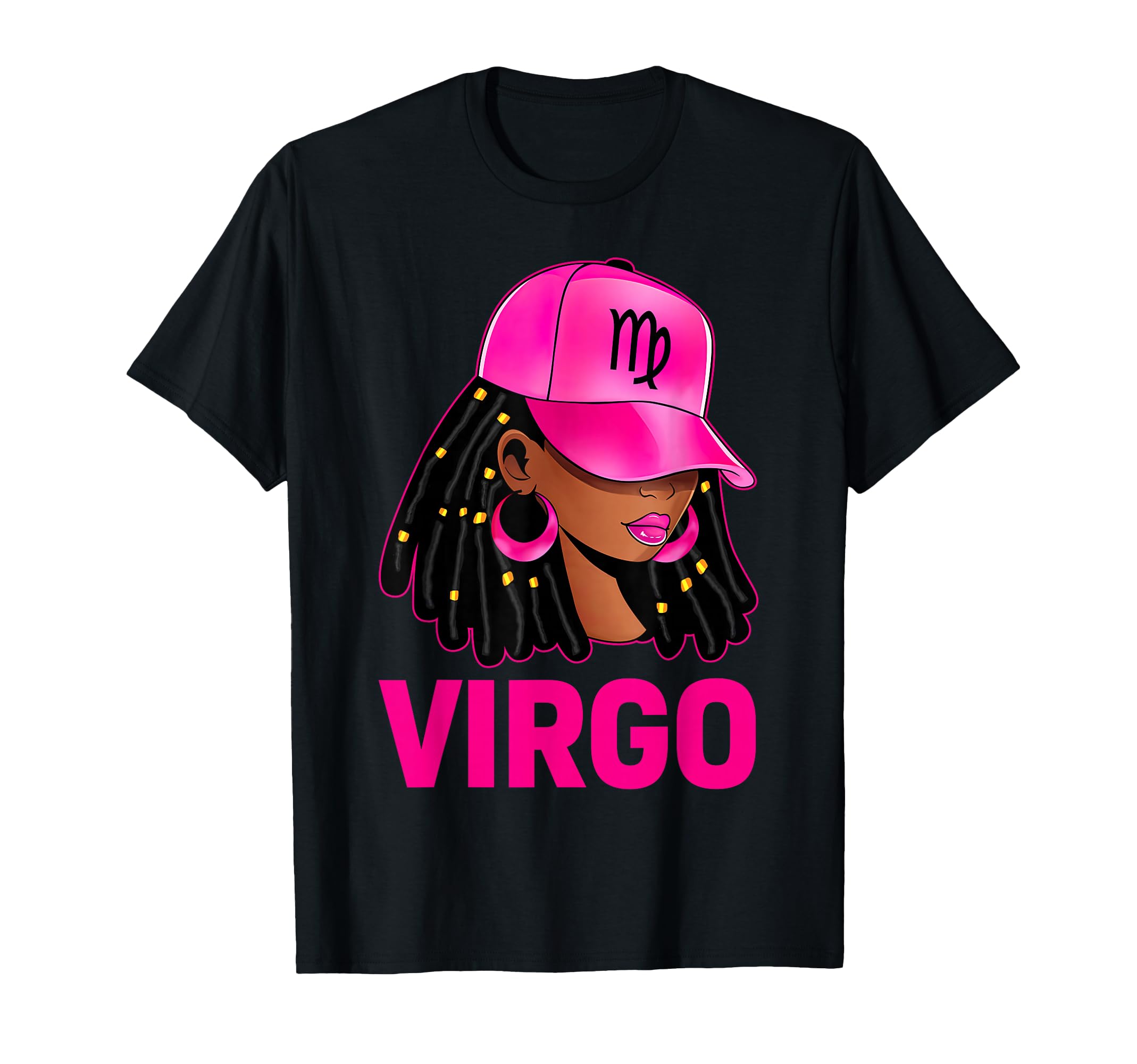 Photo 1 of Virgo Queen Loc'd Hair Black Woman Cap Zodiac Sign T-Shirt