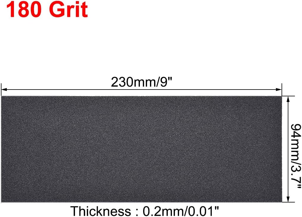 sourcing map 180 Grits Sanding Sheets 9-inch x 3.6-inch Wet Dry Silicon Carbide Sandpaper for Wood Furniture Metal Polishing 5pcs - Image 4
