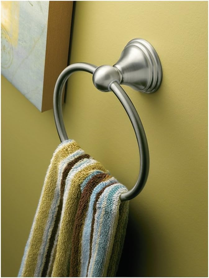AbeTammy Round Collection Wall Mounted Towel Ring Brush Nickel (Towel Rings Brush Nickel AbeTammy) - - 