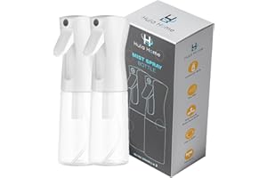 Hula Home Spray Bottle for Hair - 2pc (6.8oz/200ml) Mist Empty Ultra Fine Plastic Water Sprayer – For Hairstyling, Cleaning, Salons, Plants, Essential Oil Scents & More - White