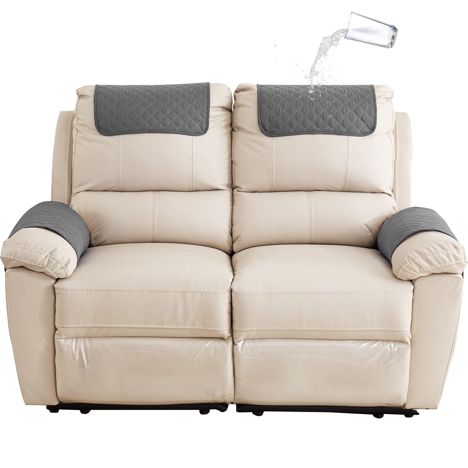 GYHH Sofa Armrest Cover, Headrest Cover for Recliner Chair Arm Cover,Armchair Slipcover Nonslip Quilted Furniture Protector for Pets Leather Sofa Couch