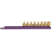 Mayhew Tools 16006 Low-Profile Dual Drive Bit Set, Triple Square, 8-Piece | Titanium-Coated High-Torque Bit Set with Size-Marked Sockets &amp; Storage Rail