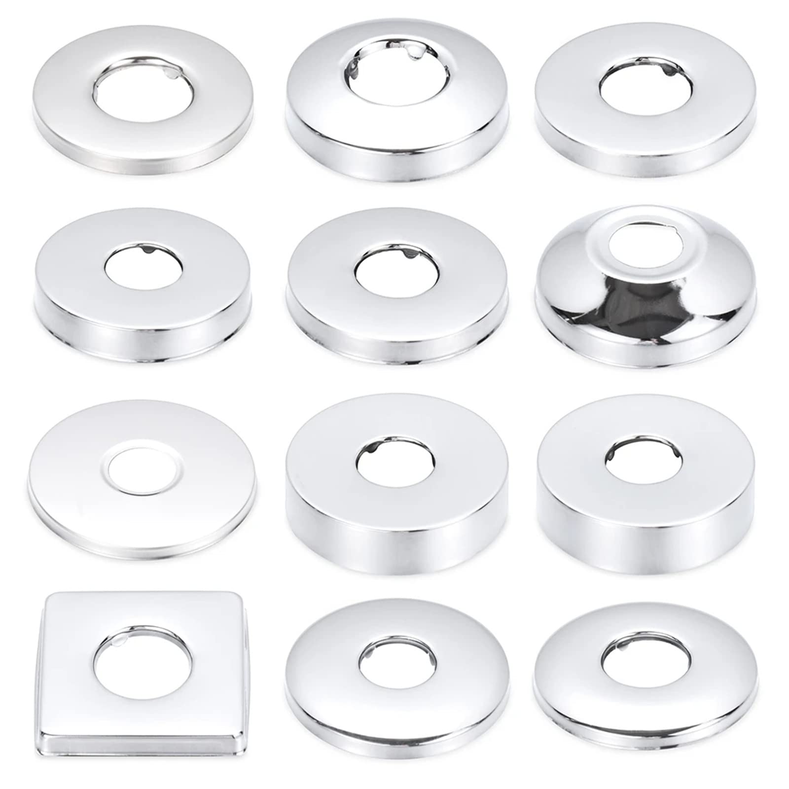 2 pcs 21 mm (1/2 Inch) Tap Rosette Stainless Steel Chrome-Plated Pipe Cover, Tap Rosette Cover for Showers, Taps, Radiators etc. (Silver, 66 x 40)