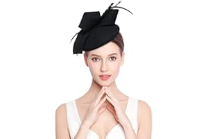 Z&X Vintage 1920s Wool Felt Flower Fascinator Pillbox Hat British Wedding Church Derby Hats for Women Winter Fedoras