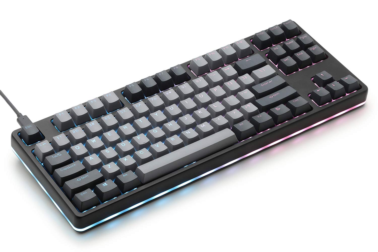 DROP CTRL High-Profile Mechanical Keyboard — Tenkeyless TKL (87 Key) Gaming Keyboard, Hot-Swap Switches, Programmable, Backlit RGB LED, USB-C, Doubleshot PBT, Aluminum (Black, Halo Clear)