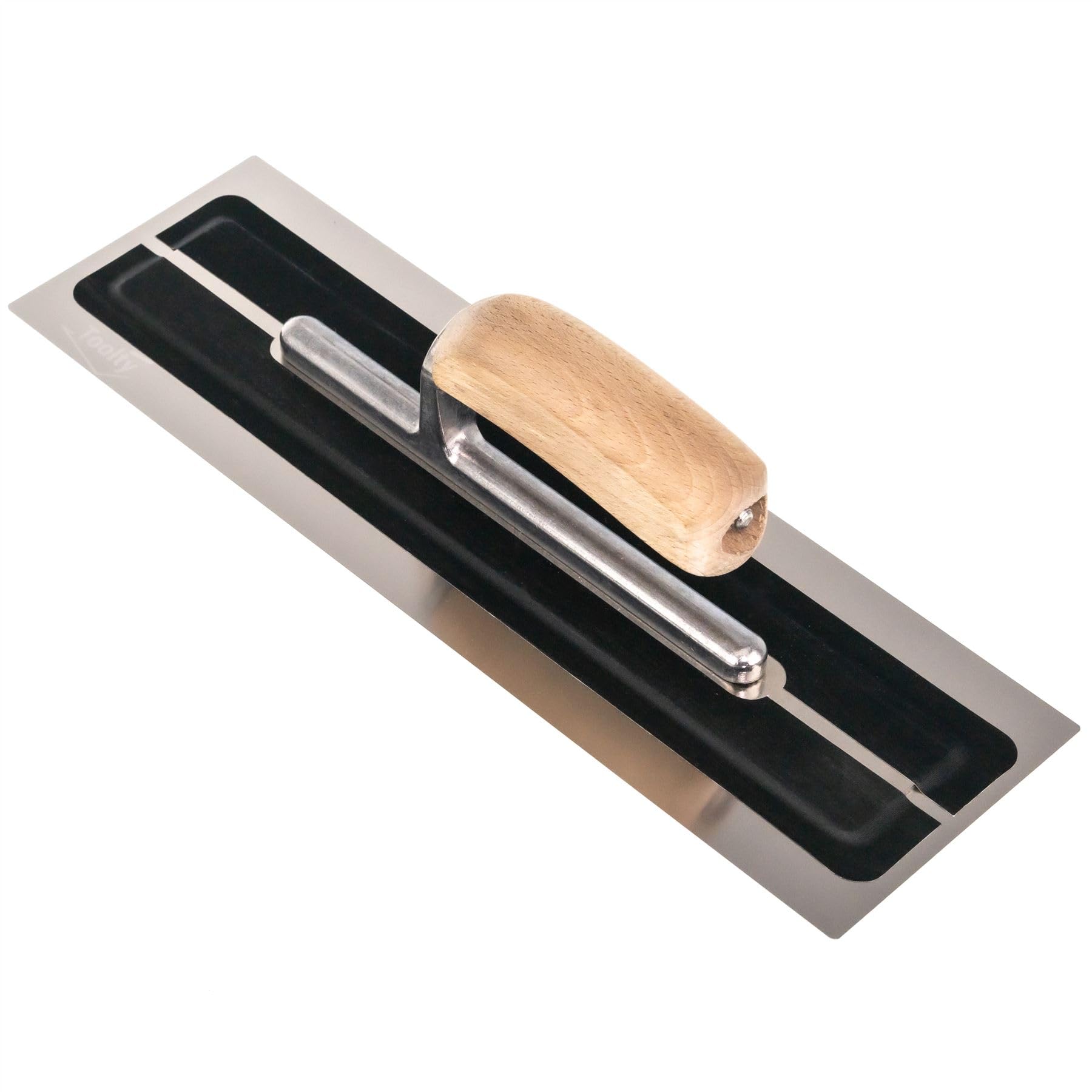 Toolty Ultra Flexible Plaster Finishing Trowel - Stainless Steel Finishing Hand Tool - with Wooden Handle - 14 inch
